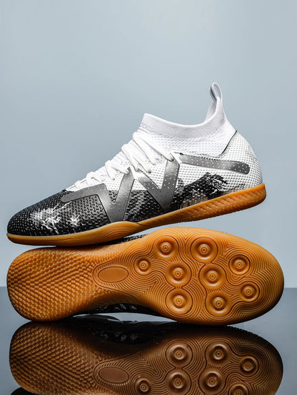 Professional Men's Indoor Flat Bottomed Football Shoes Adult Durable Comfortable Training Shoes Teenagers Non Slip Soccer Shoes