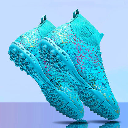 Professional High Top Soccer Shoes for Men, Tf, Broken Nails, Short Nails, Artificial Grass Training, Breathable, Anti Slip