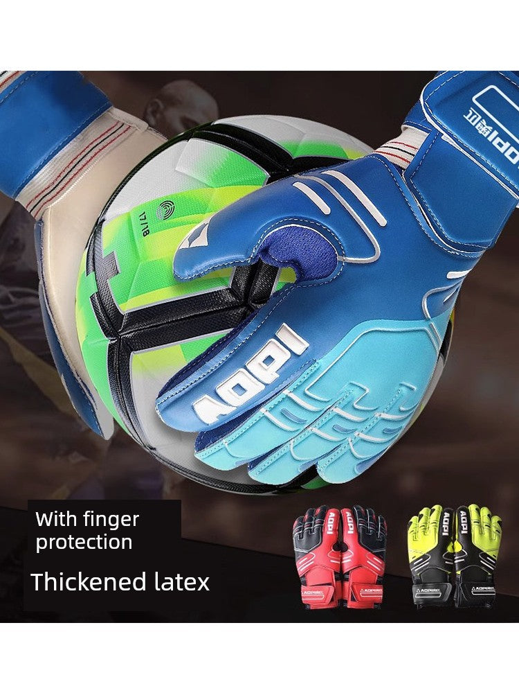Football Goalkeeper Gloves Goalkeeper Adult and Children Professional Finger Guard Thickened Latex Non Slip Abrasion Resistant Gantry Gloves