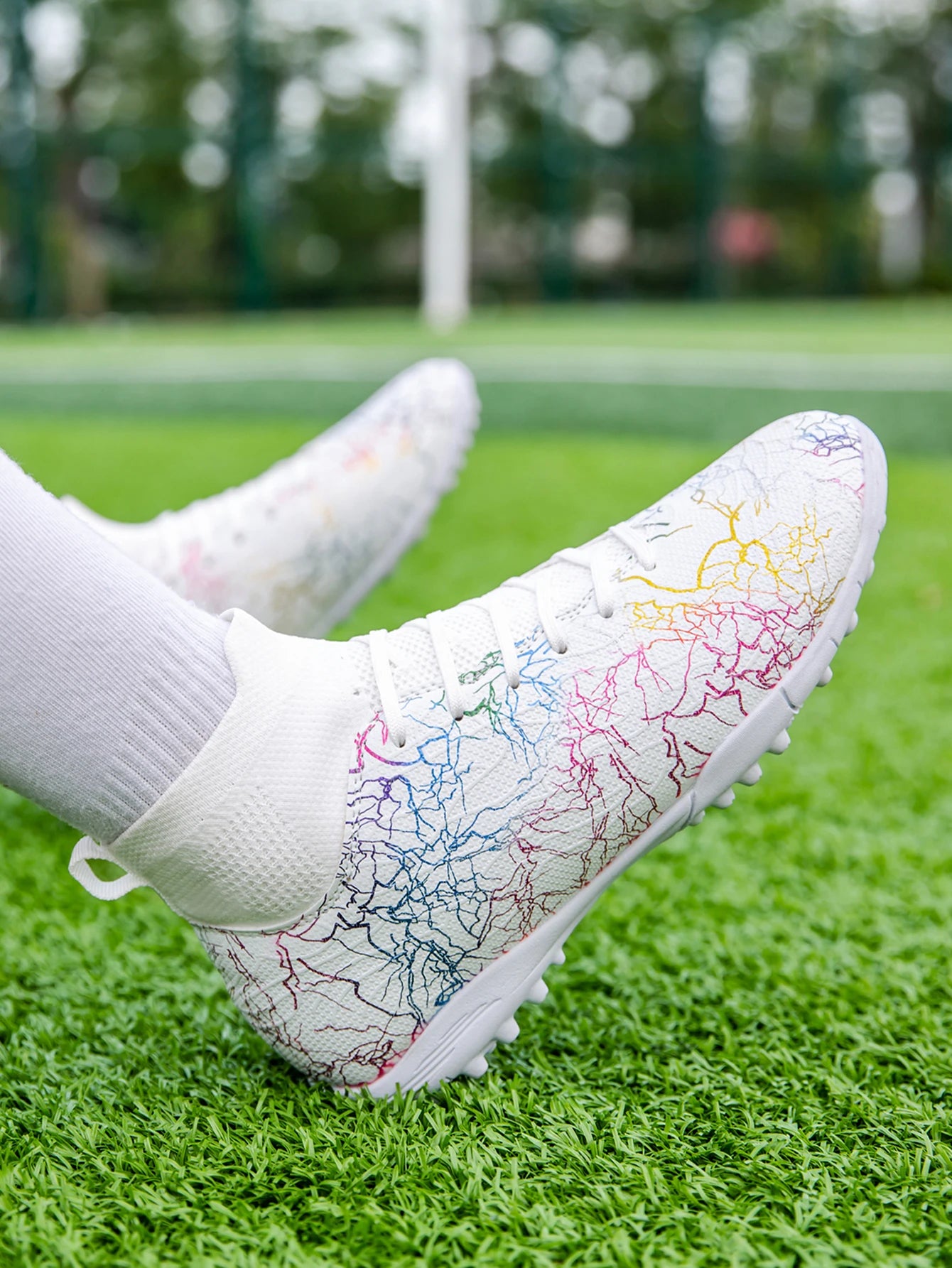 Professional High Top Soccer Shoes for Men, Tf, Broken Nails, Short Nails, Artificial Grass Training, Breathable, Anti Slip
