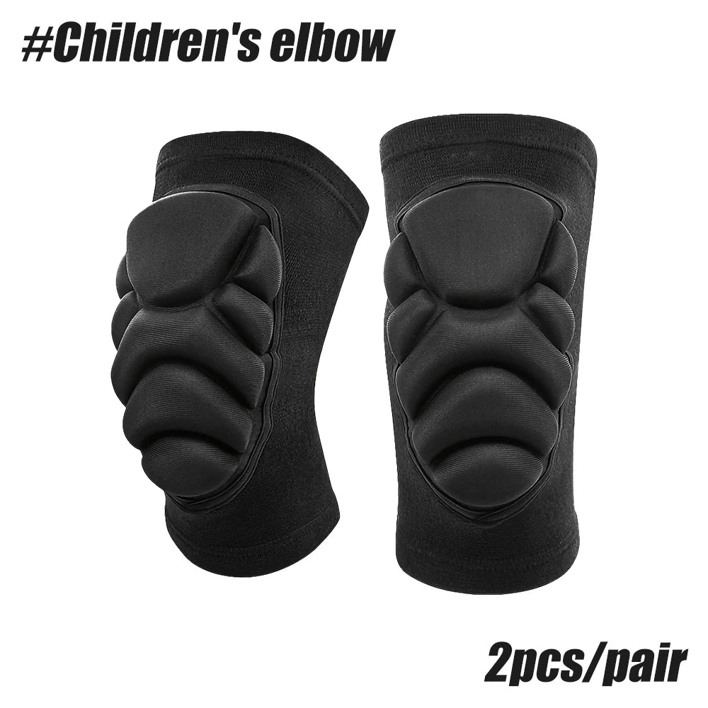 1Pair Thick Sponge Knee & Elbow Pads for Kids/Youth - Heavy-Duty Protective Gear for Basketball - Non-Slip Breathable Design