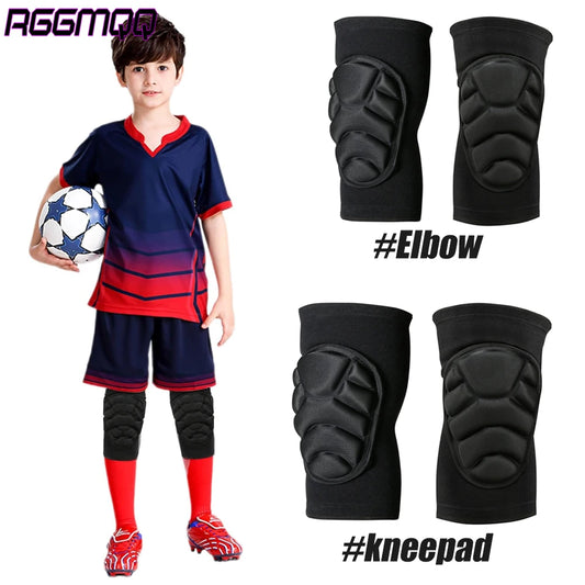 1Pair Thick Sponge Knee & Elbow Pads for Kids/Youth - Heavy-Duty Protective Gear for Basketball - Non-Slip Breathable Design
