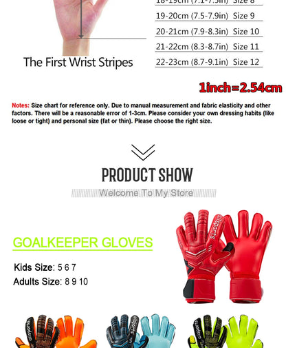 Professional Goalkeeper Gloves Men Women Kids Football Soccer Goalie Gloves 4mm Non-slip Thicken Latex Glove 5 Finger Save Guard