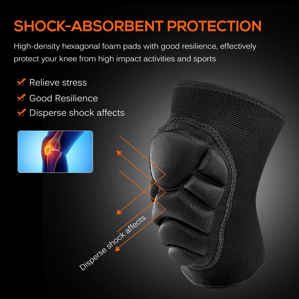 1Pair Thick Sponge Knee & Elbow Pads for Kids/Youth - Heavy-Duty Protective Gear for Basketball - Non-Slip Breathable Design