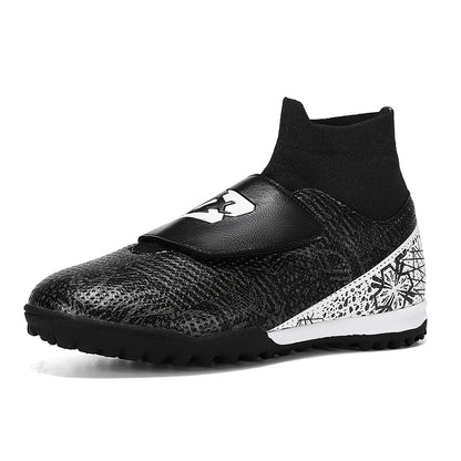 High Quality Turf Soccer Shoes Boys Girls High Top HOOK&LOOP Kids Futsal Sneakers Fashion Green TF Football Boots For Children