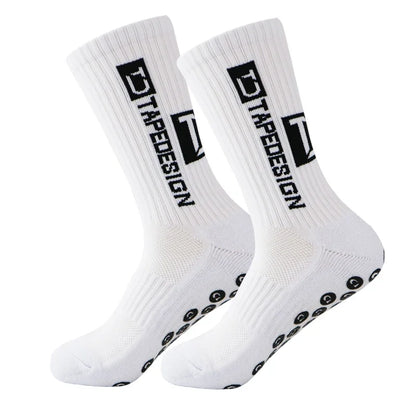 6Pairs/Lot New ANTI SLIP Tapedesign Football Socks Mid Calf Non-Slip Soccer Sport Cycling Sports Mens Sock EU38-44