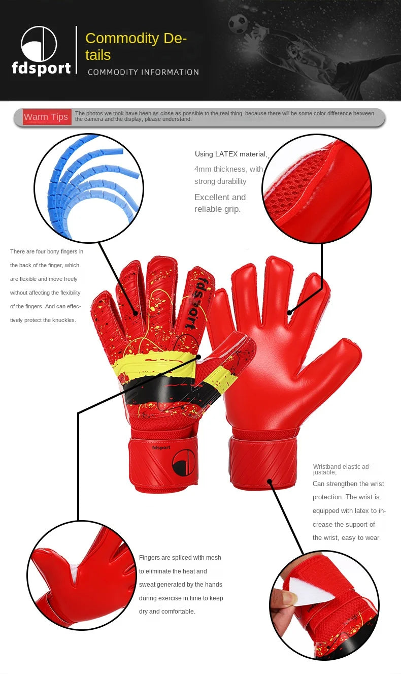 New Latex Football Goalkeeper Gloves Thickened Football Professional Protection Adults Teenager Goalkeeper Soccer Goalie Gloves