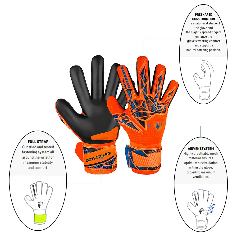 Goalkeeper Gloves Kids Adults Anti-Slip Latex Football High Quality Soccer Strong Grip Match Training Wrist Strap Goalie Glove