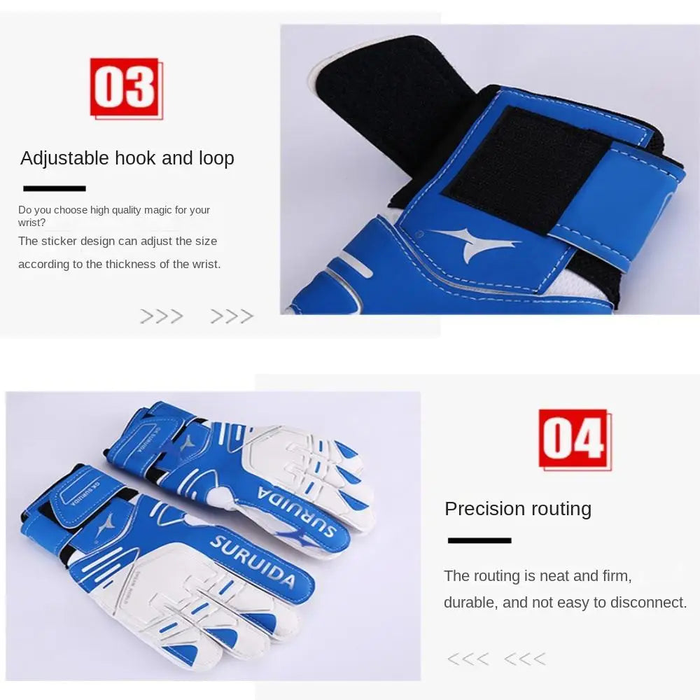 1 Pair Size 5-10 Goalkeeper Gloves Thickened Anti Slip Kids Football Goalie Gloves Professional Cushioning