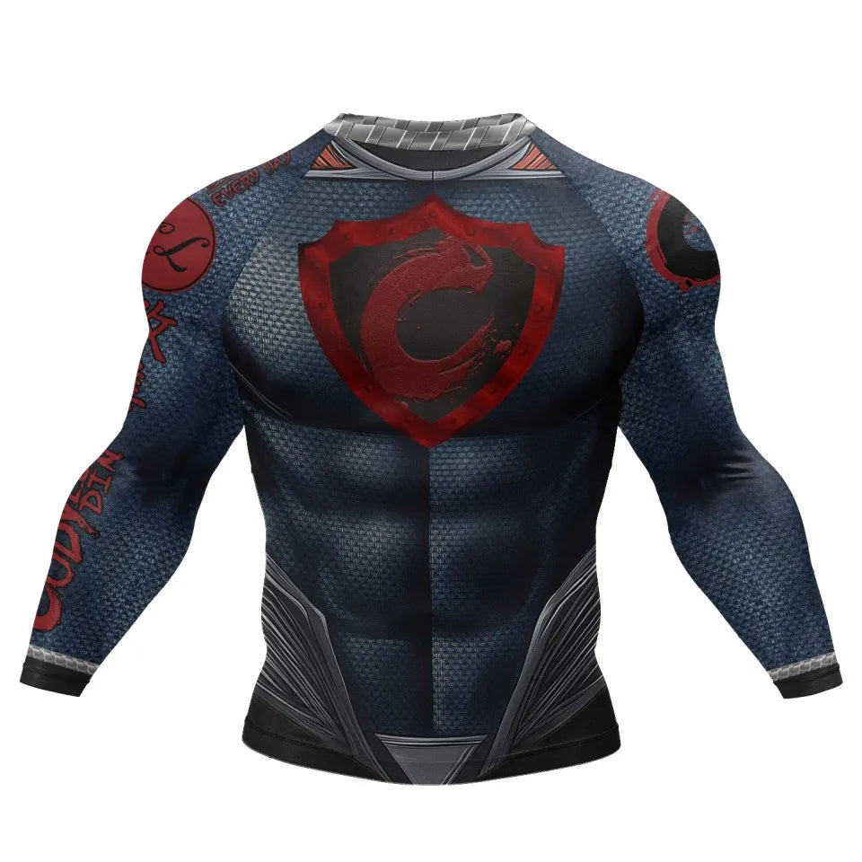 MMA Rash Guard T-shirt Rashguard For Men BJJ Jiu Jitsu & Kickboxing Compression Shirts Sport Boxing Fightwear for Muay Thai Tops