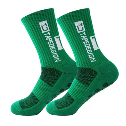 6Pairs/Lot New ANTI SLIP Tapedesign Football Socks Mid Calf Non-Slip Soccer Sport Cycling Sports Mens Sock EU38-44