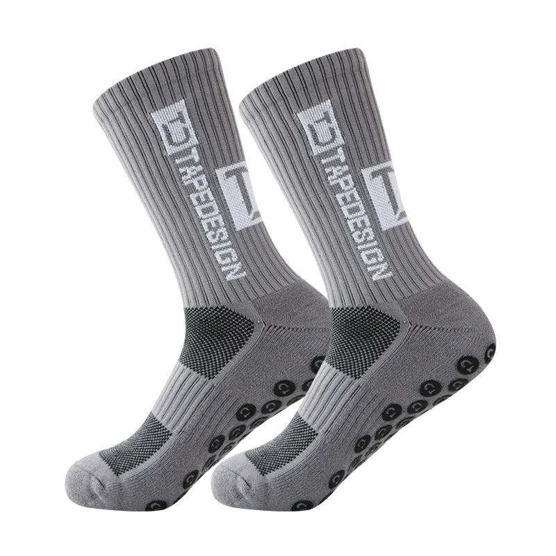6Pairs/Lot New ANTI SLIP Tapedesign Football Socks Mid Calf Non-Slip Soccer Sport Cycling Sports Mens Sock EU38-44