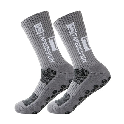 6Pairs/Lot New ANTI SLIP Tapedesign Football Socks Mid Calf Non-Slip Soccer Sport Cycling Sports Mens Sock EU38-44