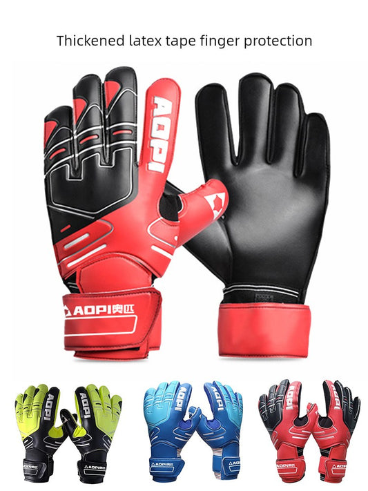 Football Goalkeeper Gloves Goalkeeper Adult and Children Professional Finger Guard Thickened Latex Non Slip Abrasion Resistant Gantry Gloves