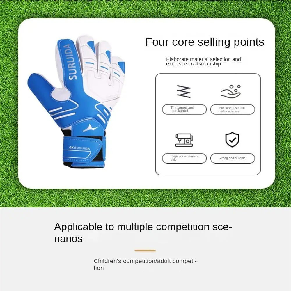 1 Pair Size 5-10 Goalkeeper Gloves Thickened Anti Slip Kids Football Goalie Gloves Professional Cushioning