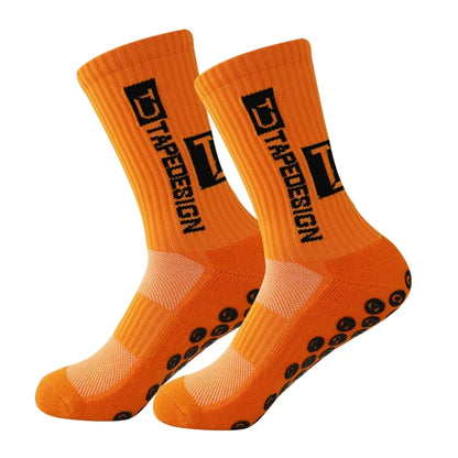 6Pairs/Lot New ANTI SLIP Tapedesign Football Socks Mid Calf Non-Slip Soccer Sport Cycling Sports Mens Sock EU38-44