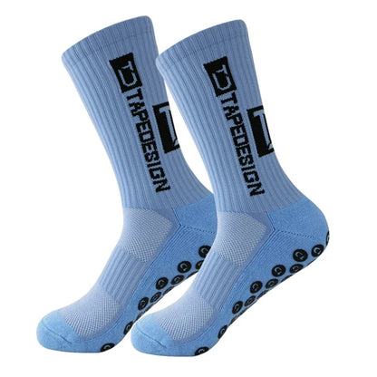 6Pairs/Lot New ANTI SLIP Tapedesign Football Socks Mid Calf Non-Slip Soccer Sport Cycling Sports Mens Sock EU38-44