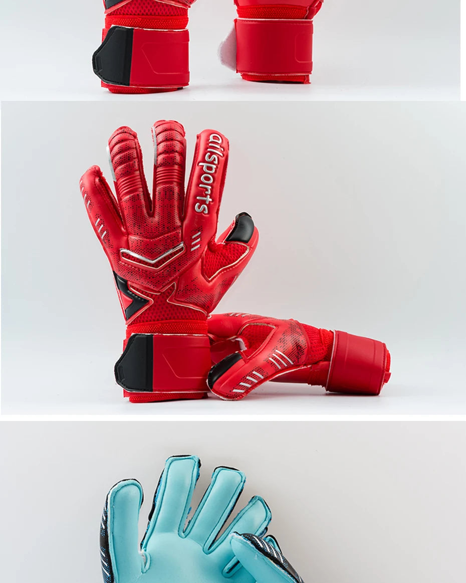 Professional Goalkeeper Gloves Men Women Kids Football Soccer Goalie Gloves 4mm Non-slip Thicken Latex Glove 5 Finger Save Guard