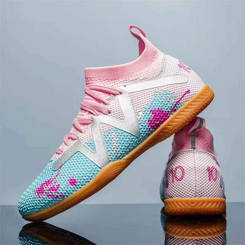 Fashion Pink Football Boots Man Turf Training Society Soccer Cleats Men Women Futsal Shoes Non-Slip Durable Soccer Shoes For Men