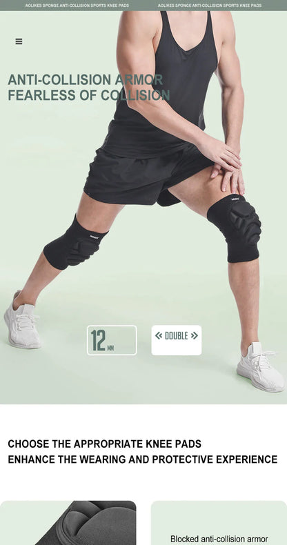 AOLIKES 1 Pair Knee Pads, Anti-Slip Collision Avoidance Kneepads with Thick EVA Foam, for Volleyball, Football Dance Knee Sleeve