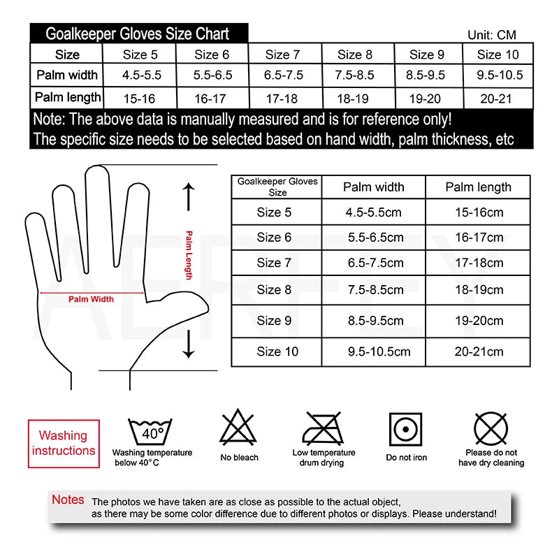 AERFEY Football Soccer Goalkeeper Gloves Thickened latex 4 mm Adults Teenager Goalkeeper Soccer Goalie Gloves