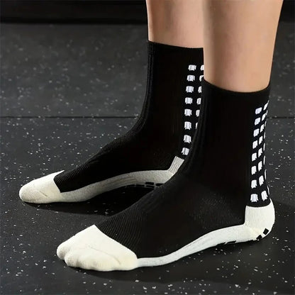 3 Pairs Set Men Grip Soccer Socks and Knee Pads Calf Sleeves Adult Youth Non Slip Leg Shin Guards for Basketball Football Sports